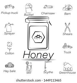 honey hand draw icon. Element of farming illustration icons. Signs and symbols can be used for web, logo, mobile app, UI, UX