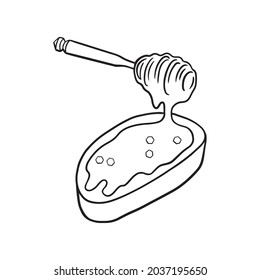 Honey hand drawn decorative icons with bread with honey isolated vector inl illustration.