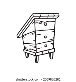 Honey hand drawn decorative icons with hive box isolated vector inl illustration.