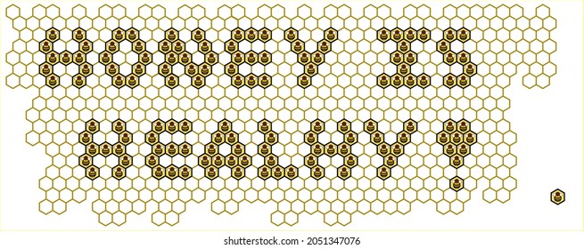 Honey is healthy! Simple vector message formed from bees in a honeycomb pattern. Perfect for bee keepers, or anybody promoting honey, to customers, or just to their kids. 