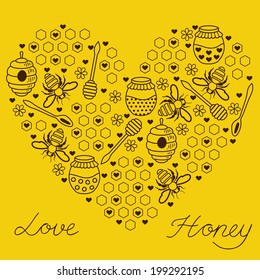 Honey heart. Vector illustration