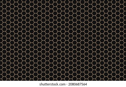 Patrón de abeja de colmena hexagonal de miel sin soldadura, ilustración vectorial de fondo dorado y negro