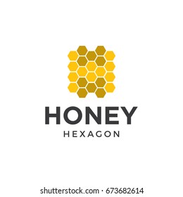 honey hexagon logo icon vector template