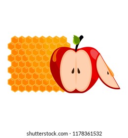 Honey hive with an apple. Rosh hashanah concept