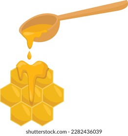 honey with honeycomb and spoon