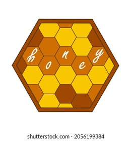 Honey honeycomb, vector illustrations isolated on white background. Organic food design concept.