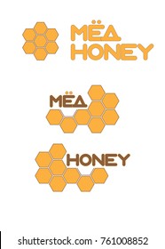 Honey and honeycombs in yellow color, icons