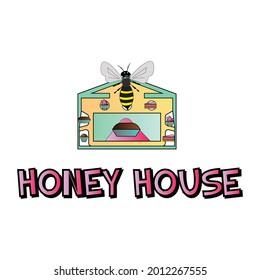 Honey house mascot cartoon vector drawing