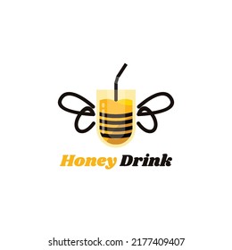 Logotipo del bebedor del té de hielo de miel lindo