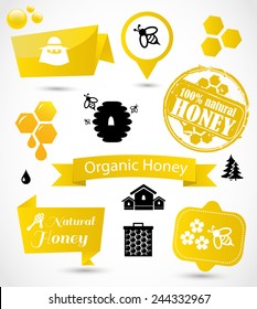 Honey icon and badge set vector