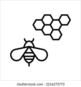 honey icon, bee on white background