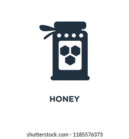 Honey icon. Black filled vector illustration. Honey symbol on white background. Can be used in web and mobile.