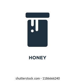 Honey icon. Black filled vector illustration. Honey symbol on white background. Can be used in web and mobile.