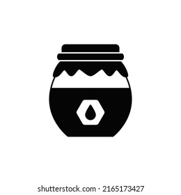 Honey icon in black flat glyph, filled style isolated on white background