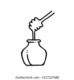 honey icon black and white vector illustration. Editable outline stroke.