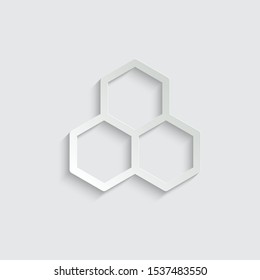 Honey icon. Cells Icon vector paper icon  with shadow  