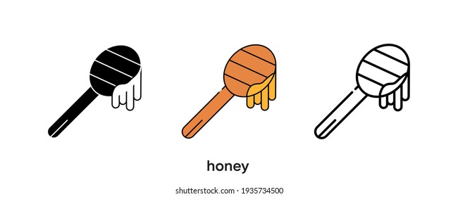 Honey icon design. Honey icon set in silhouette, colored and linear. Honey icon line vector illustration isolated on a clean background for your web mobile application logo design. Modern line.