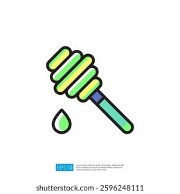 Honey Icon with Dripping Sweetness on a Colorful Background in Modern Minimalist Style