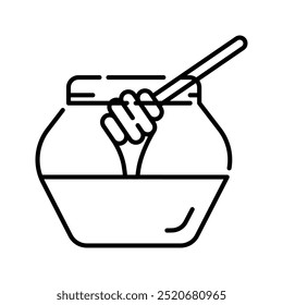 Honey icon. honey, food, sweet, healthy, bee, nectar, jar, pot, organic, honey dipper. Vector icon illustration