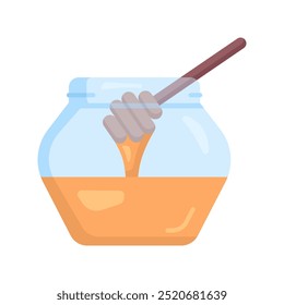 Honey icon. honey, food, sweet, healthy, bee, nectar, jar, pot, organic, honey dipper. Vector icon illustration