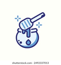 Icono de miel, icono azul aislado tema panadería