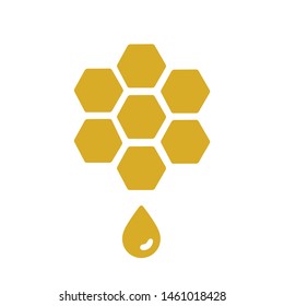 Honey Icon Isolated on White Background. Honeycomb with Honey Drop.
