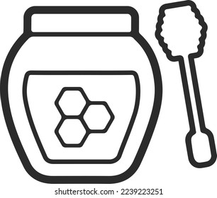 Icono de miel, icono del tarro de miel, vector negro