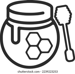 Honey icon, honey jar icon black vector