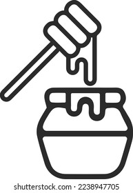 Honey icon, honey jar line icon black vector