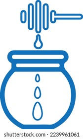 Honey icon, honey jar line icon blue vector