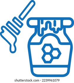 Honey icon, honey jar line icon blue vector