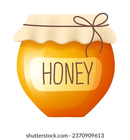 Icono de miel. Jar con miel. Una olla de miel. Clipart vector aislado en fondo gris.