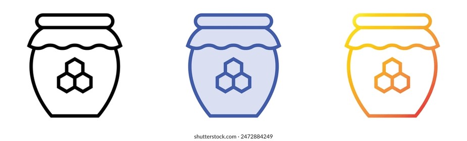 honey icon. Linear, Blue Fill and Gradient Style Design Isolated On White Background