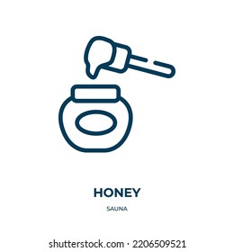 Honey icon. Linear vector illustration from sauna collection. Outline honey icon vector. Thin line symbol for use on web and mobile apps, logo, print media.