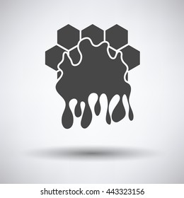 Honey icon on gray background, round shadow. Vector illustration.
