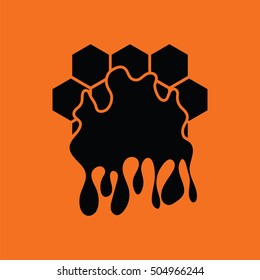 Honey icon. Orange background with black. Vector illustration.