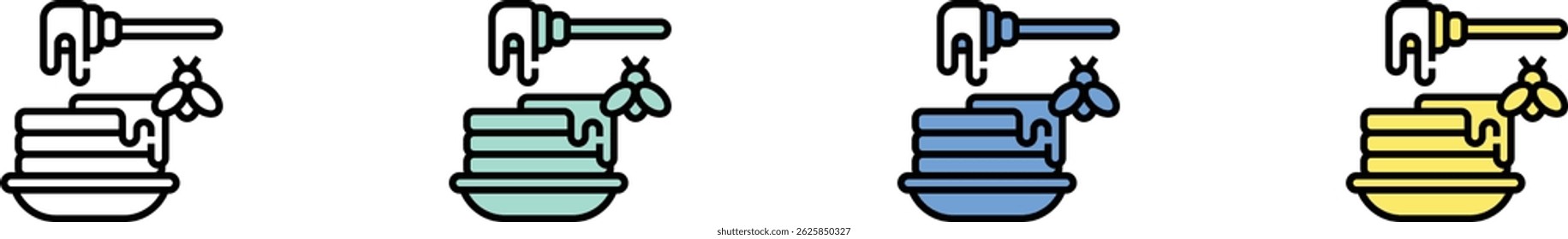 honey icon. Outline, Green, Blue and Yellow Style Design Isolated On White Background