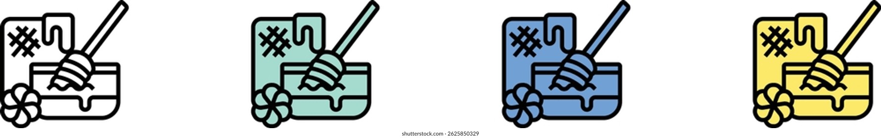 honey icon. Outline, Green, Blue and Yellow Style Design Isolated On White Background
