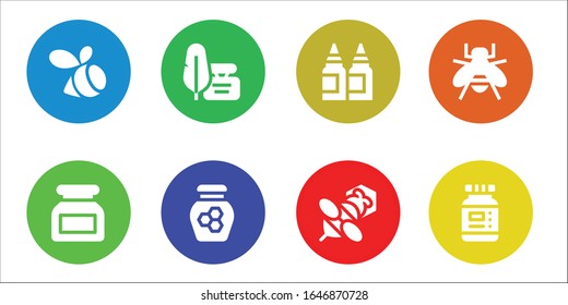 honey icon set. 8 filled honey icons.  Simple modern icons such as: Swarm, Ink, Honey, Inks, Bee