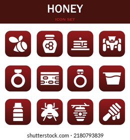 honey icon set. Vector  illustrations related with Swarm, Honey and Pancakes