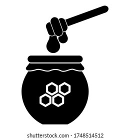 Honey icon in trendy silhouette style design. Vector illustration isolated on white background.