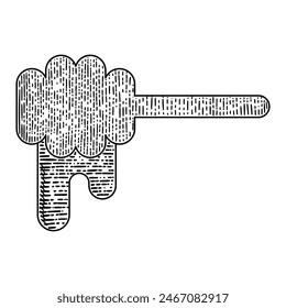 honey icon vector engraving style hand drawn element black and white