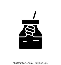 honey icon, vector illustration, black sign on isolated background