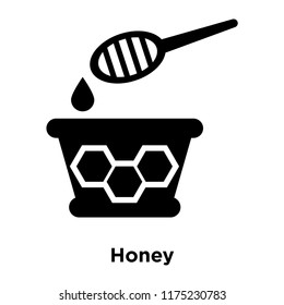 Honey icon vector isolated on white background, logo concept of Honey sign on transparent background, filled black symbol