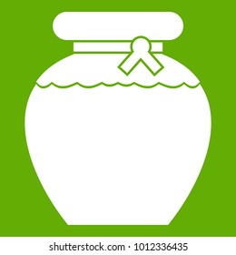 Honey icon white isolated on green background. Vector illustration