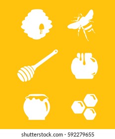 Honey icons beehive,keg, honeycomb,spot,sweet bees