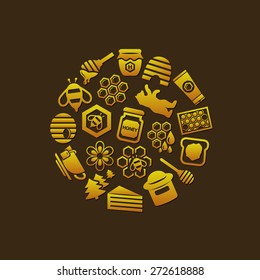 honey icons in circle