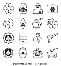Honey Icons. Line With Fill Design. Vector Illustration.