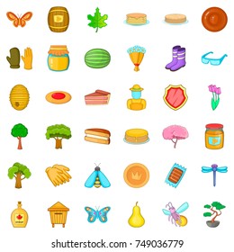 Honey icons set. Cartoon style of 36 honey vector icons for web isolated on white background