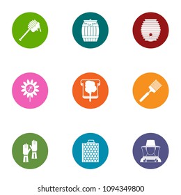 Honey icons set. Flat set of 9 honey vector icons for web isolated on white background